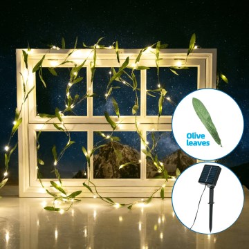 Aigostar - Cadena solar LED 100xLED/12m IP65 blanco cálido oliva