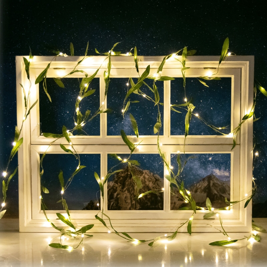 Aigostar - Cadena solar LED 100xLED/12m IP65 blanco cálido oliva
