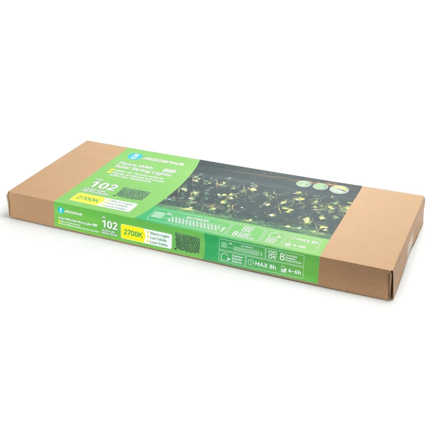 Aigostar - Cadena solar LED 102xLED/2x0,7m IP65 blanco cálido hiedra