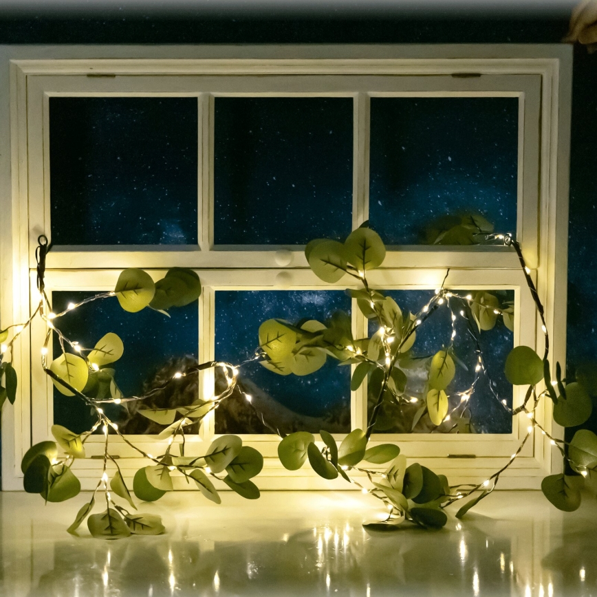 Aigostar - Cadena solar LED 110xLED/4m IP65 blanco cálido Eucalyptus