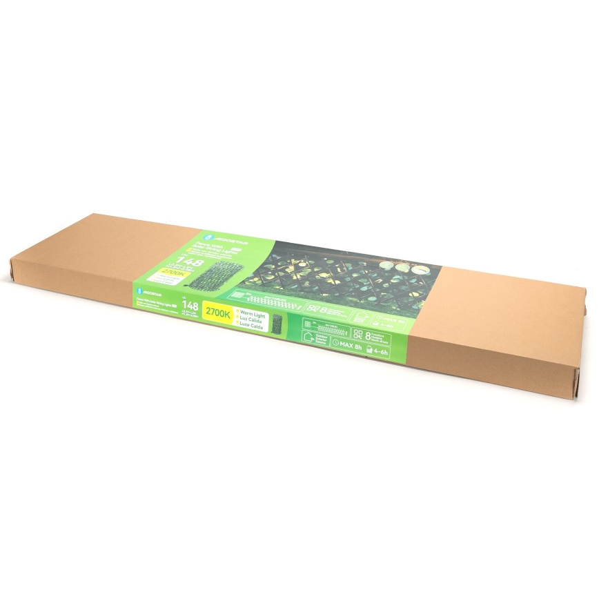 Aigostar - Cadena solar LED 148xLED/2x1,2m IP65 blanco cálido Eucalyptus