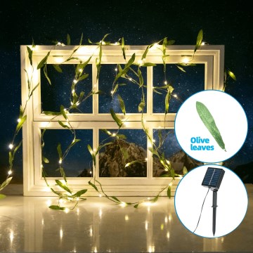 Aigostar - Cadena solar LED 50xLED/7m IP65 blanco cálido oliva