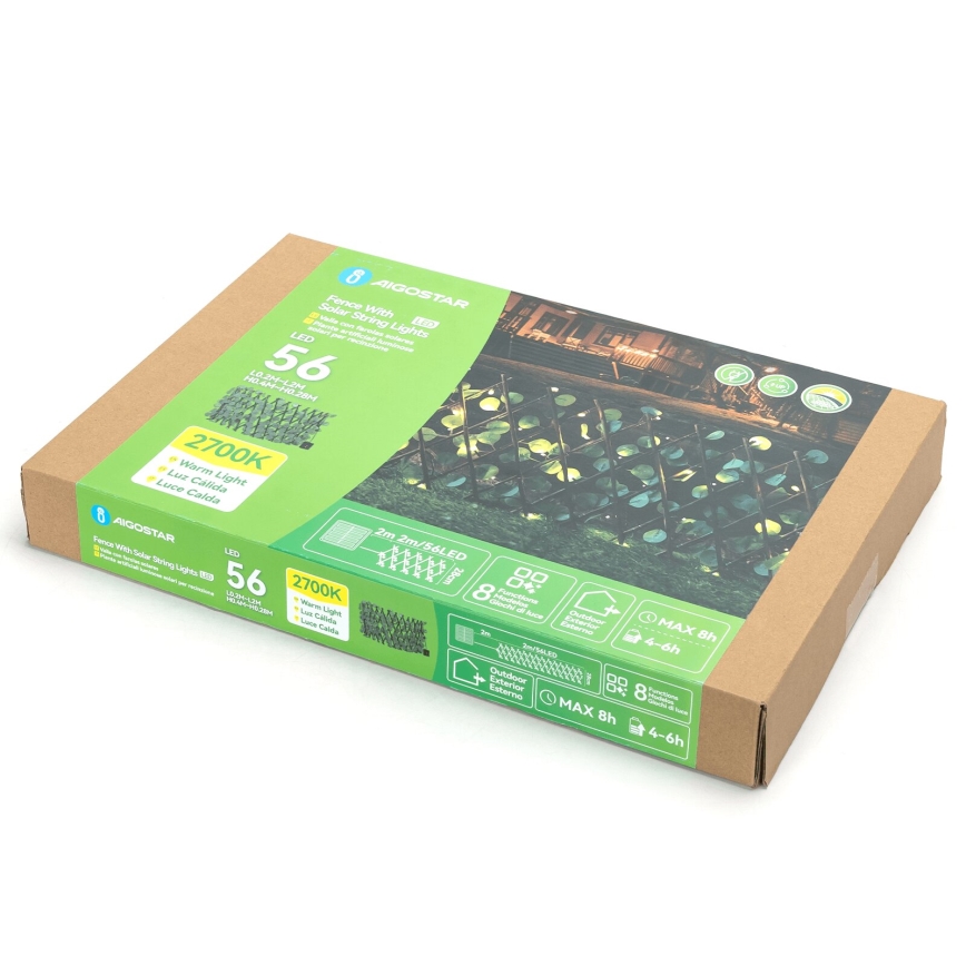 Aigostar - Cadena solar LED 56xLED/2x0,4m IP65 blanco cálido Eucalyptus