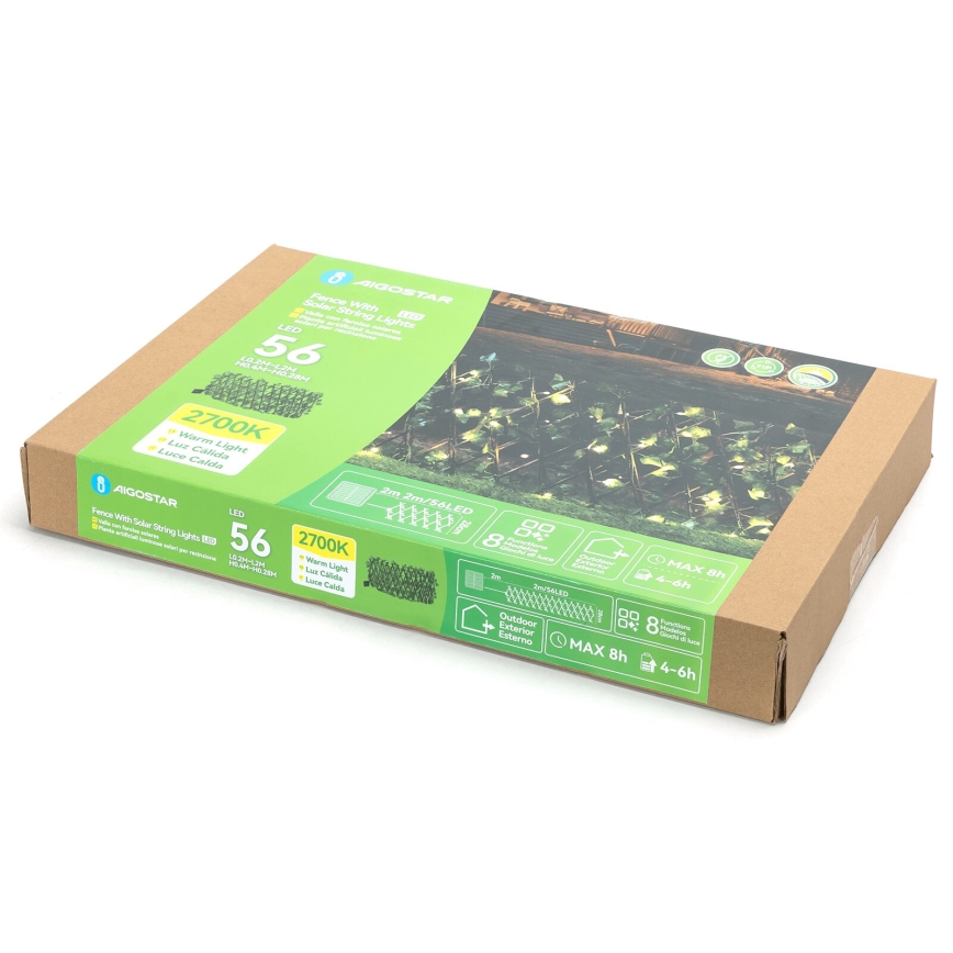 Aigostar - Cadena solar LED 56xLED/2x0,4m IP65 blanco cálido hiedra