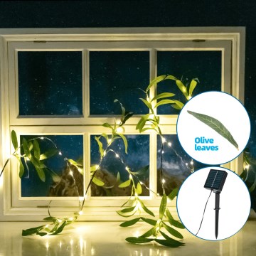 Aigostar - Cadena solar LED 60xLED/4m IP65 blanco cálido oliva