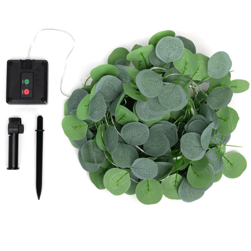 Aigostar - Cadena solar LED 70xLED/4x1m IP65 blanco cálido Eucalyptus