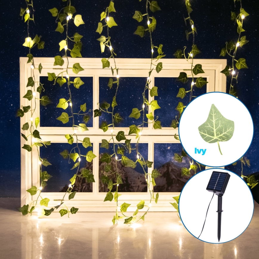 Aigostar - Cadena solar LED 70xLED/4x1m IP65 blanco cálido hiedra