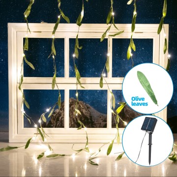 Aigostar - Cadena solar LED 70xLED/4x1m IP65 blanco cálido oliva