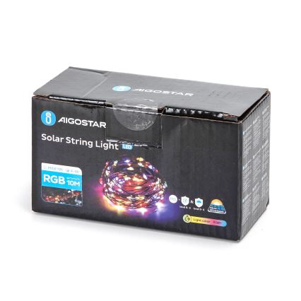 Aigostar - Cadena solar LED LED/8 funciones 12m IP65 multicolor