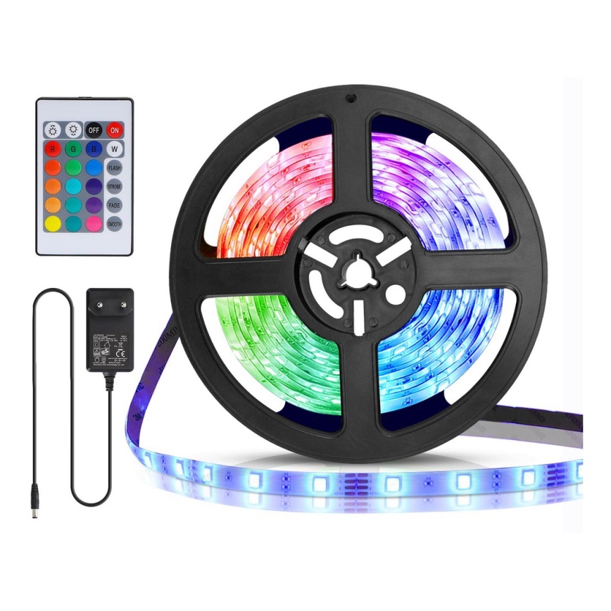 Aigostar - Cinta LED RGB regulable 5m LED/24W/12/230V IP65 + CR