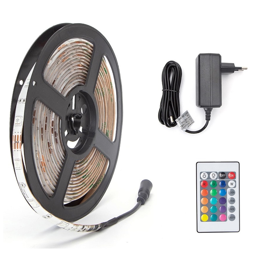 Aigostar - Cinta LED RGB regulable 5m LED/24W/12/230V IP65 + CR