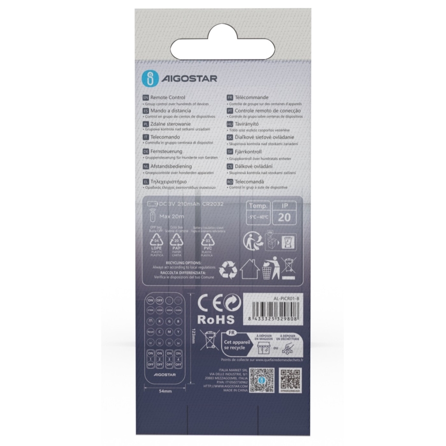 Aigostar - Control remoto MESH 1xCR2032