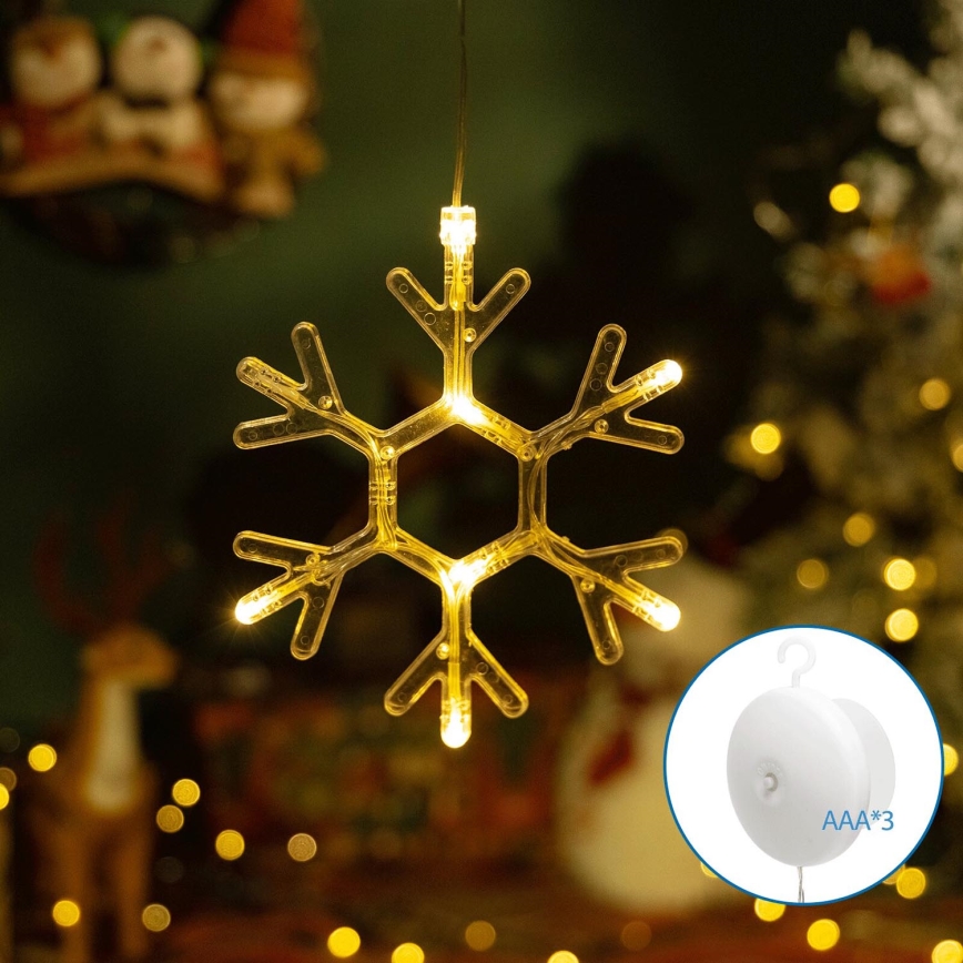 Aigostar - Decoración navideña LED LED/3xAAA blanco cálido copo de nieve 19cm