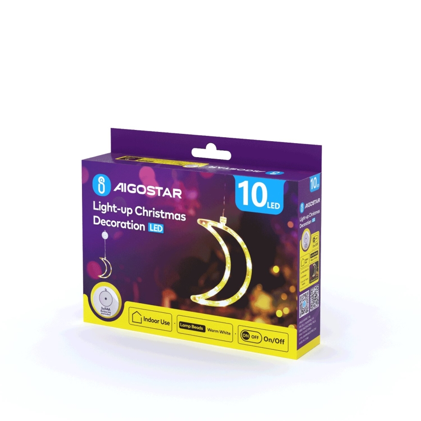 Aigostar - Decoración navideña LED LED/3xAAA luna 18,5cm