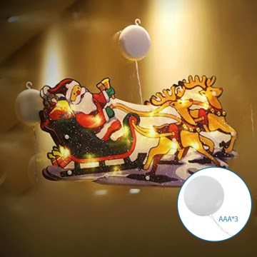 Aigostar - Decoración navideña LED LED/3xAAA Papá Noel con renos 13,4cm
