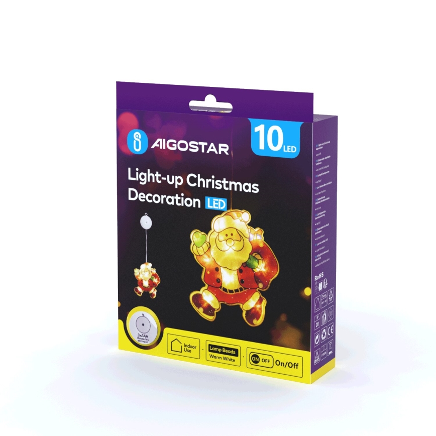 Aigostar - Decoración navideña LED LED/3xAAA Santa 20cm