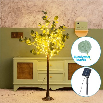 Aigostar - Decoración solar LED 30xLED/2,6m IP65 blanco cálido eucalipto