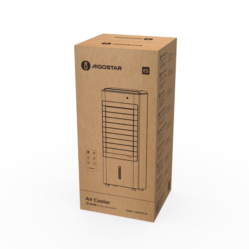 Aigostar - Enfriador de aire 80W/230V blanco + control remoto