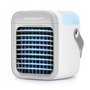 Aigostar - Enfriador de aire LED portátil 3en1 LED/8W/5V blanco/gris