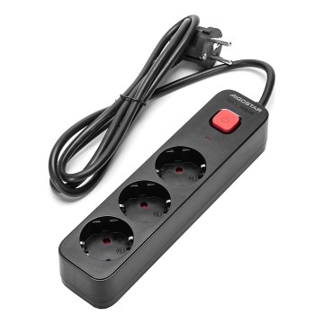 Aigostar - Extensión con interruptor 3Z Tipo F 1,5m negro