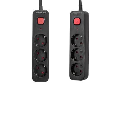 Aigostar - Extensión con interruptor 3Z Tipo F 1,5m negro