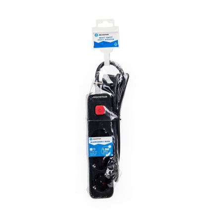 Aigostar - Extensión con interruptor 3Z Tipo F 1,5m negro
