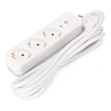 Aigostar - Extensión con interruptor 3Z Tipo F 3m blanco