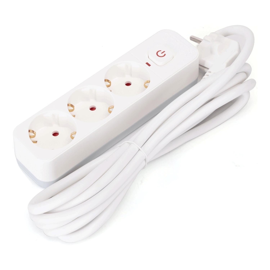 Aigostar - Extensión con interruptor 3Z Tipo F 3m blanco
