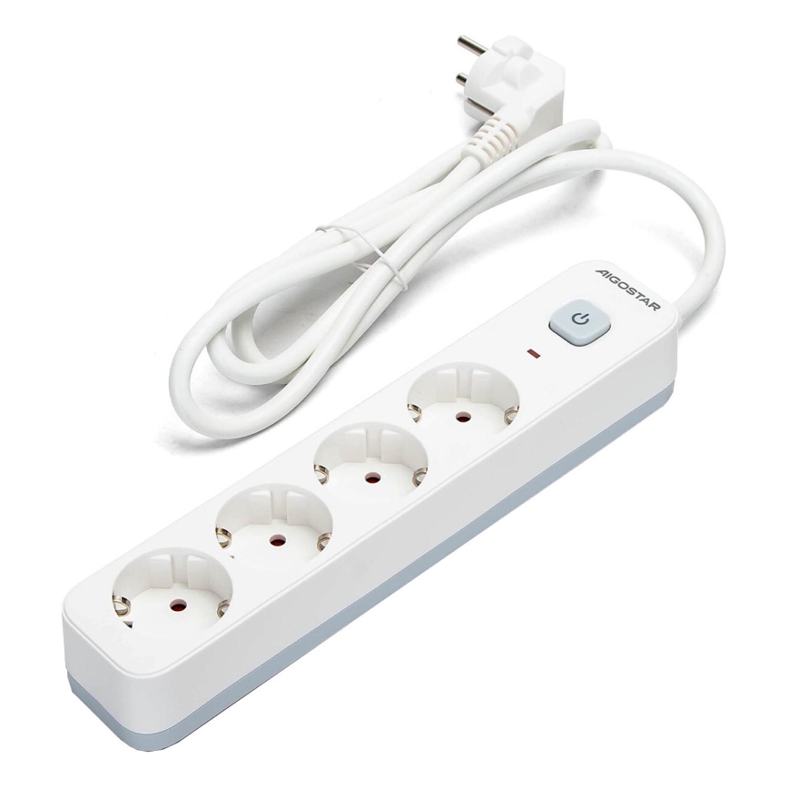 Aigostar - Extensión con interruptor 4Z Tipo F 1,5m blanco