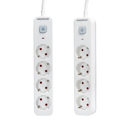 Aigostar - Extensión con interruptor 4Z Tipo F 1,5m blanco