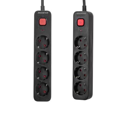 Aigostar - Extensión con interruptor 4Z Tipo F 1,5m negro
