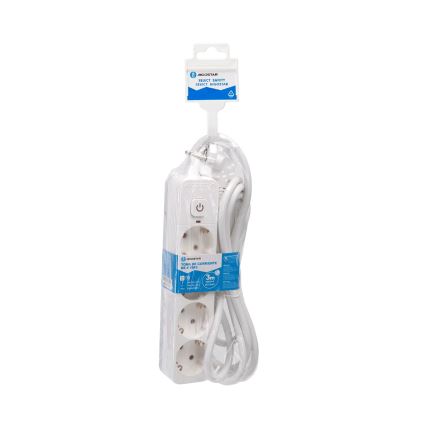 Aigostar - Extensión con interruptor 4Z Tipo F 3m blanco