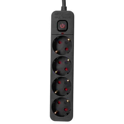 Aigostar - Extensión con interruptor 4Z Tipo F 3m negro