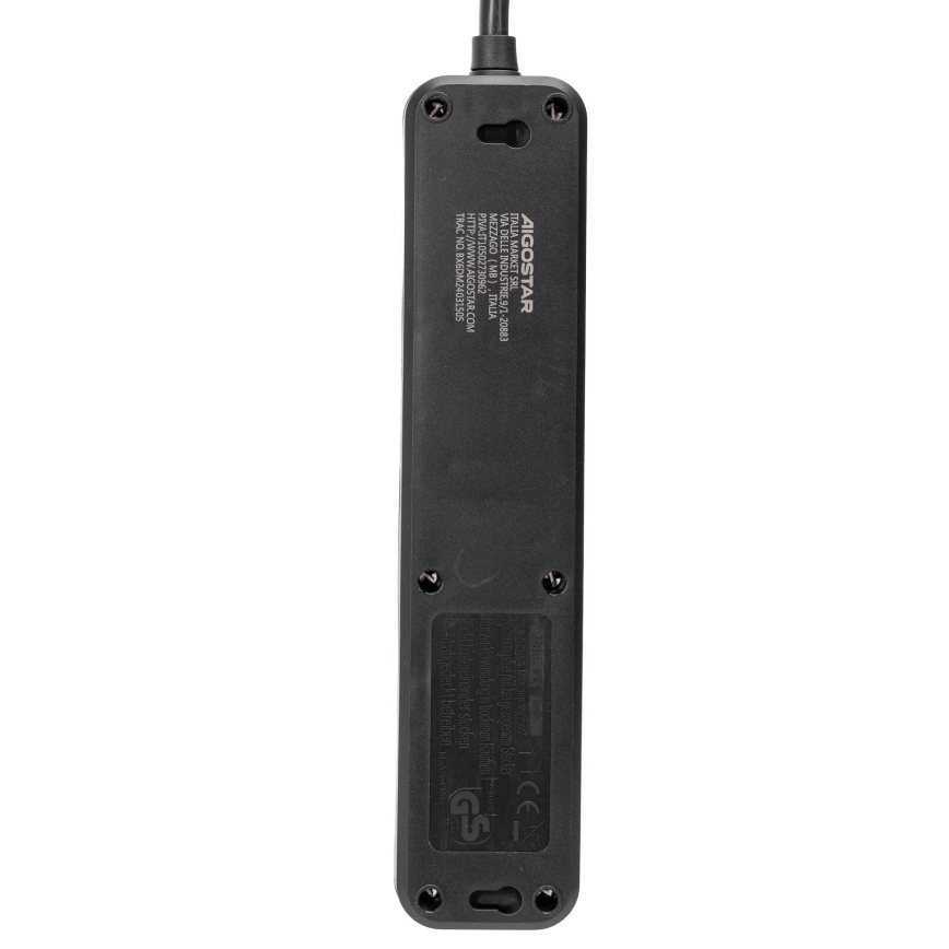 Aigostar - Extensión con interruptor 4Z Tipo F 3m negro