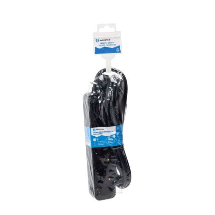 Aigostar - Extensión con interruptor 4Z Tipo F 3m negro