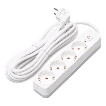 Aigostar - Extensión con interruptor 4Z Tipo F 5m blanco