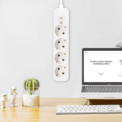 Aigostar - Extensión con interruptor 4Z Tipo F 5m blanco