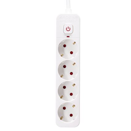 Aigostar - Extensión con interruptor 4Z Tipo F 5m blanco