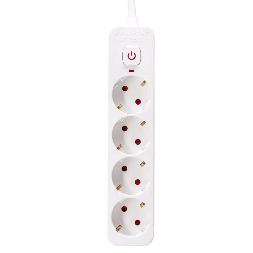 Aigostar - Extensión con interruptor 4Z Tipo F 5m blanco