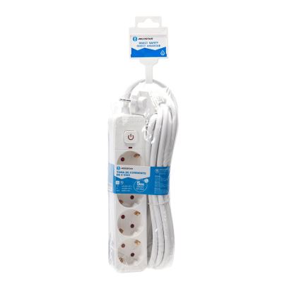 Aigostar - Extensión con interruptor 4Z Tipo F 5m blanco