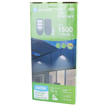 Aigostar - Farola solar LED con sensor LED/150W/3,2V 8000mAh IP65 6500K + control remoto