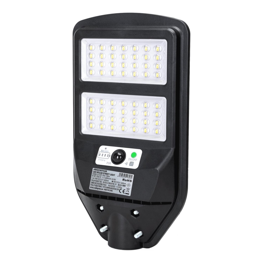 Aigostar - Farola solar LED con sensor LED/70W/3,2V 4000mAh IP65 6500K + control remoto