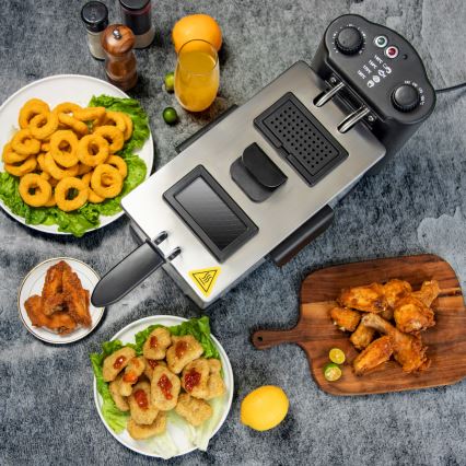 Aigostar - Freidora 2200W/230V 3l negro/cromo mate