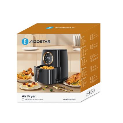 Aigostar - Freidora de aire caliente 1400W/230V 4,2l negro