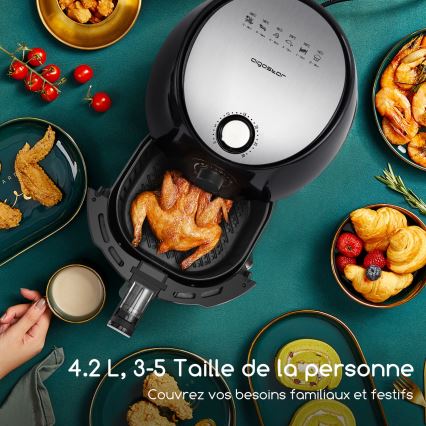 Aigostar - Freidora de aire caliente 1500W/230V 3,5l negro
