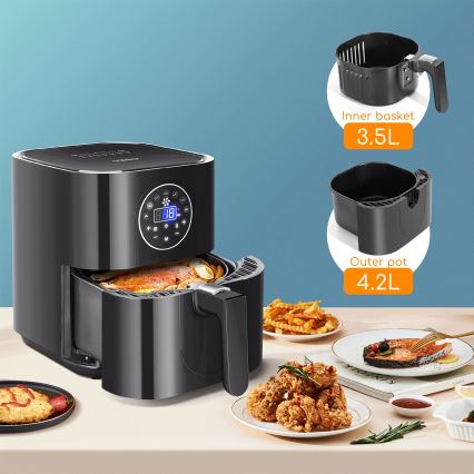Aigostar - Freidora de aire caliente 1500W/230V 3,5l negro
