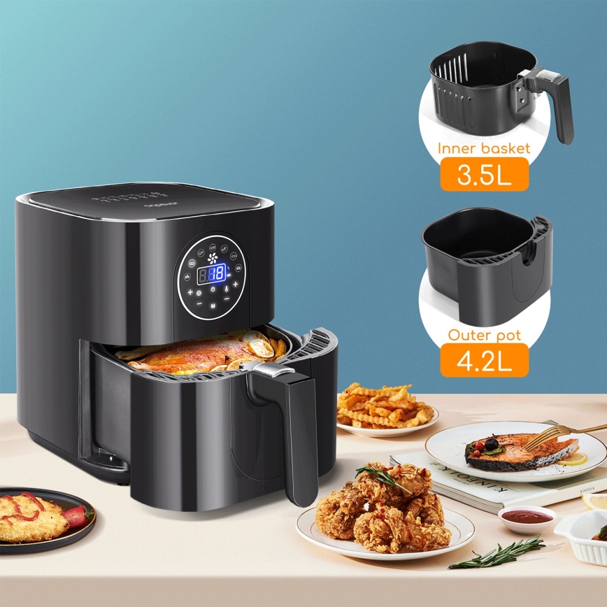 Aigostar - Freidora de aire caliente 1500W/230V 3,5l negro