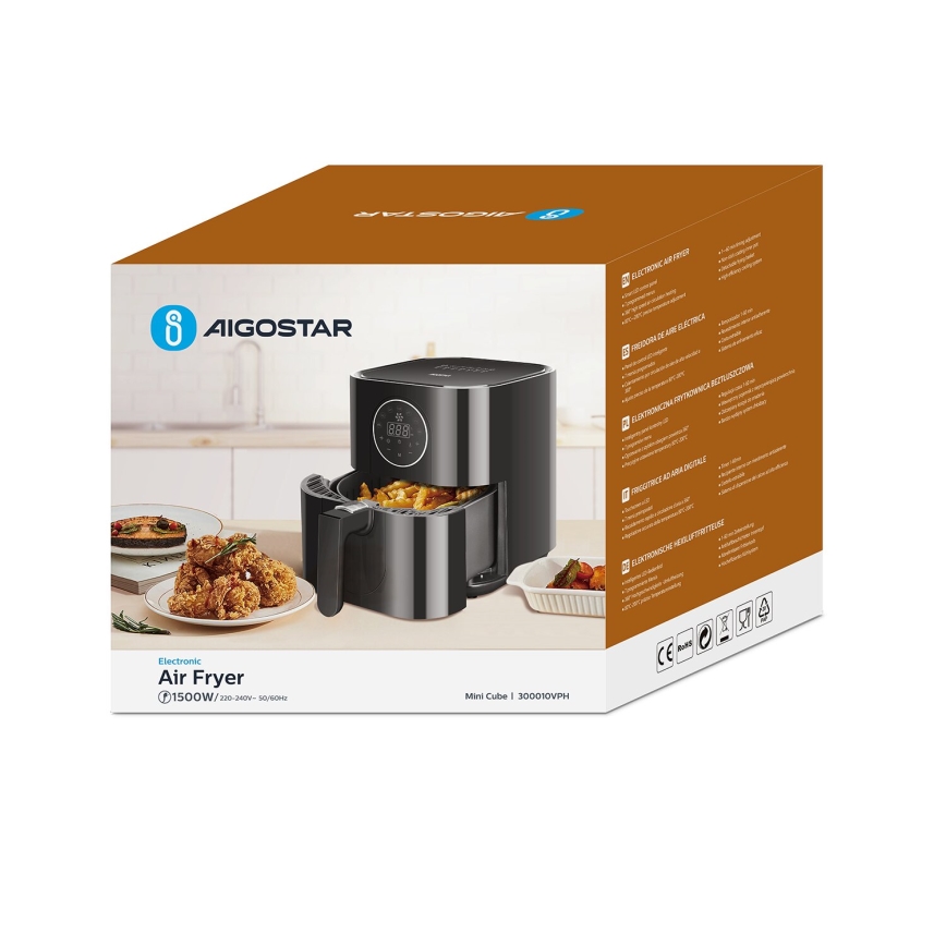 Aigostar - Freidora de aire caliente 1500W/230V 3,5l negro