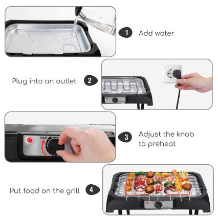 Aigostar - Grill eléctrico con soporte 2000W/230V negro