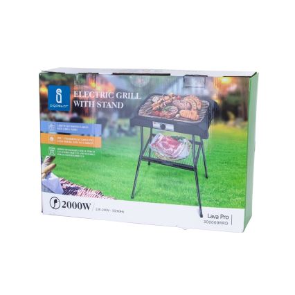 Aigostar - Grill eléctrico con soporte 2000W/230V negro